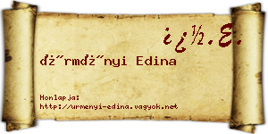 Ürményi Edina névjegykártya